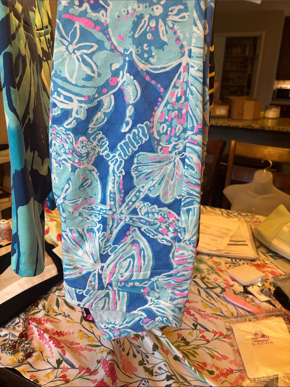 Lilly Pulitzer ~ Pop Up into the Deep Shell Blues Floral Slim Pants Size 0